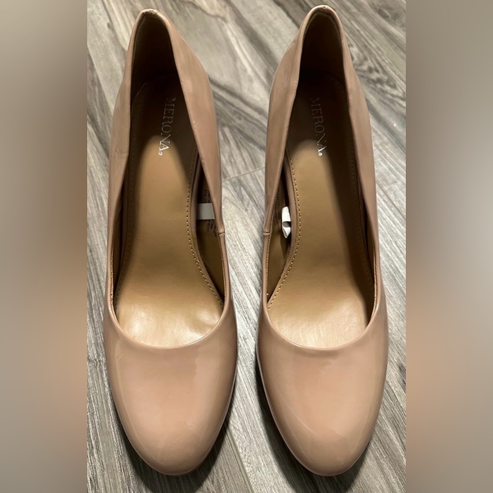 Merona Women's Nude Patent Leather Platform Heels, Size  7 1/2
